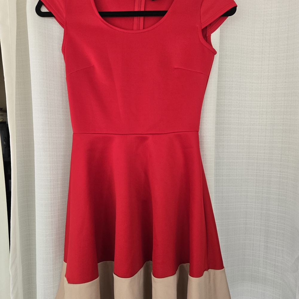 🏃‍♀️2 For $40 🏃‍♀️Red Fit & Flare Mini Dress with Contrast Hem